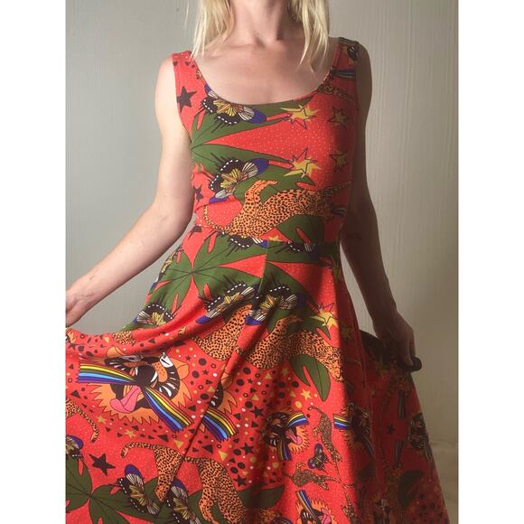 NOOWORKS Vacation Dress Pride Tiger Print Sleeveless Midi Dress US MEDIUM - Picture 8 of 14